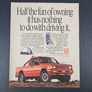 1989 Chrysler Dodge Power Ram 50 Vintage Print Ad V6 4WD 4x4 Garage Mancave Shop